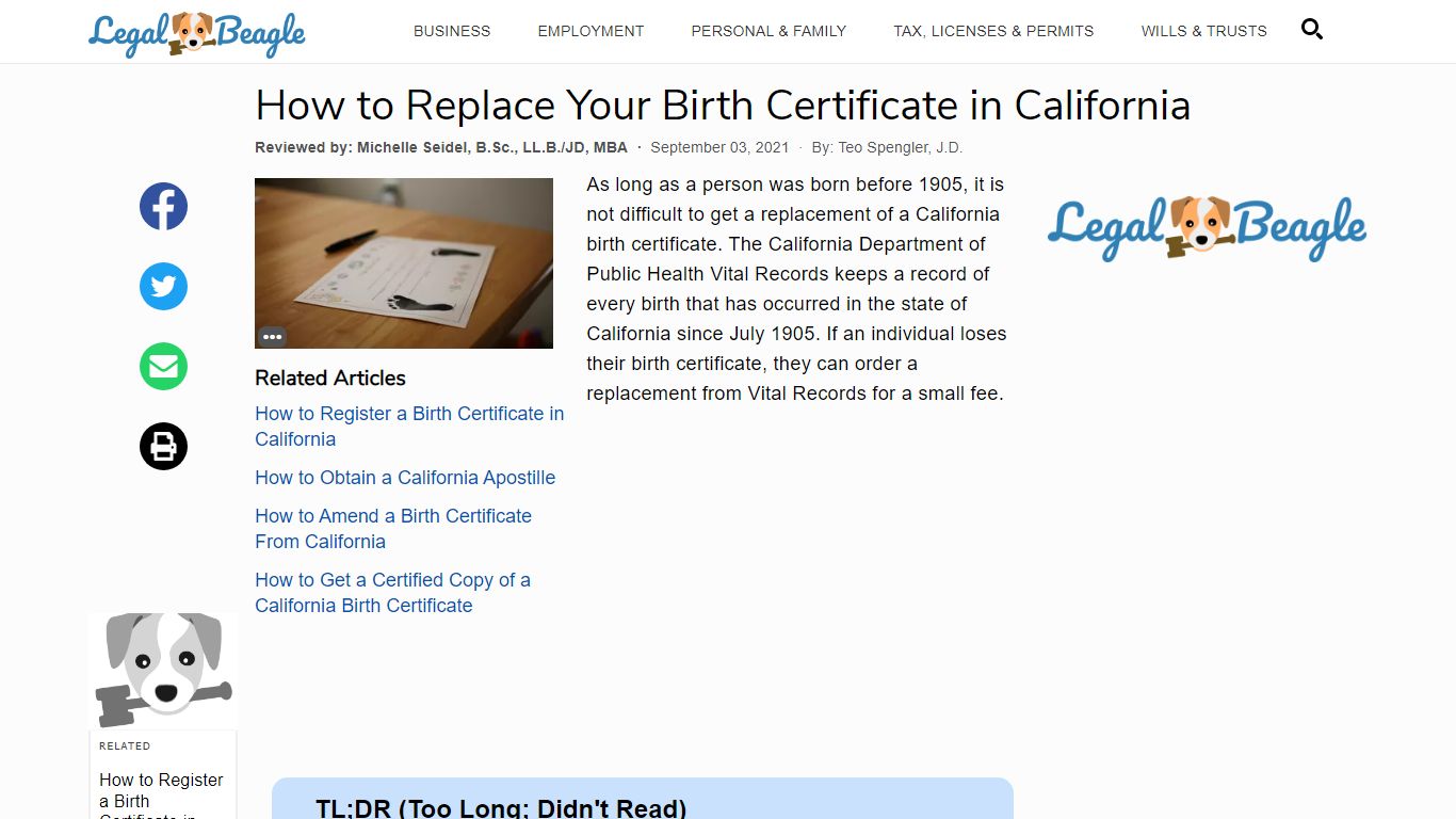 How to Replace Your Birth Certificate in California | Legal Beagle